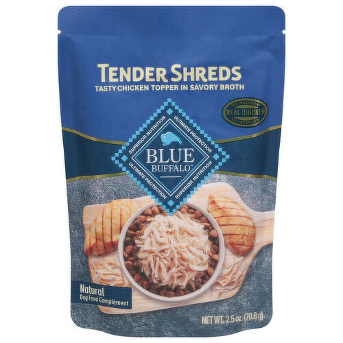 Blue Buffalo Tender Shreds Natural Real Chicken Dog Food Complement