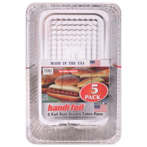 Handi-Foil Steam Table Pans, Full Size, 5 Pack