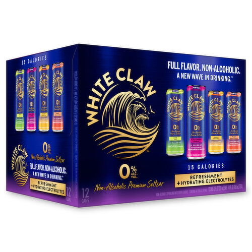 White Claw Non Alcoholic Seltzer, Variety Pack, 12 Pack