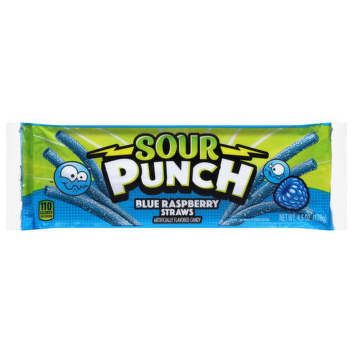 Sour Punch Blue Raspberry Straws Candy