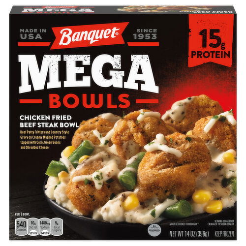 Banquet Mega Bowls Mega Bowls Chicken Fried Beef Steak Frozen Dinner