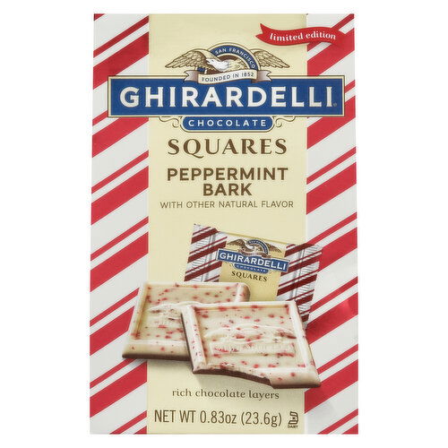 Ghirardelli Chocolate, Peppermint Bark, Squares