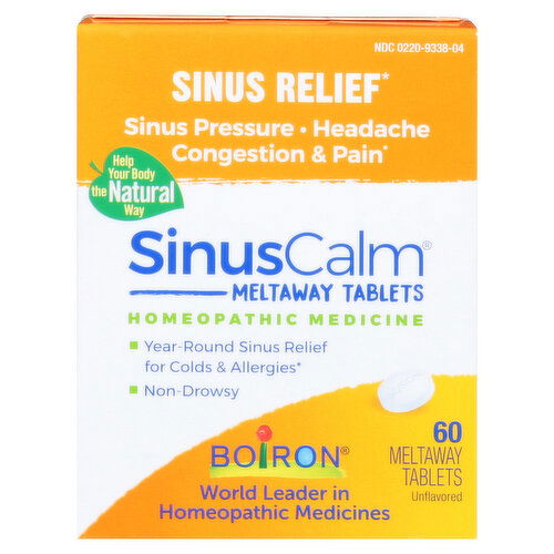 Boiron SinusCalm Sinus Relief, Meltaway Tablets, Unflavored