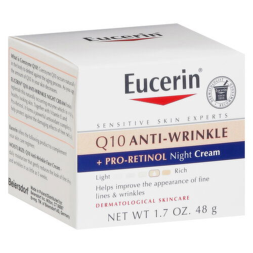 Eucerin Night Cream, + Pro-Retinol, Q10 Anti-Wrinkle