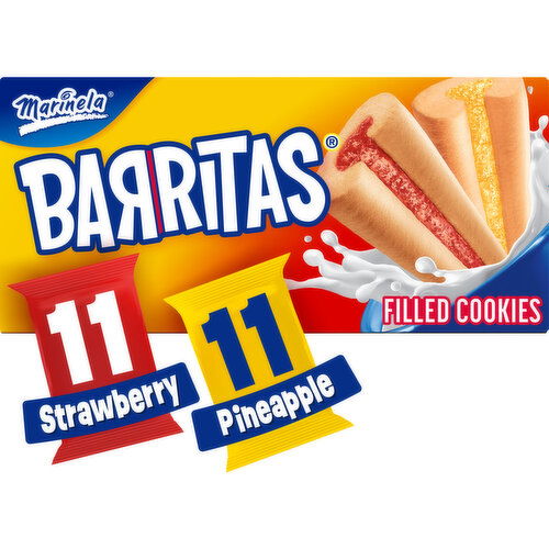 Marinela Barritas Assorted Strawberry and Pineapple Filled Cookies, Club Pack, 22 packs, 42.68 oz