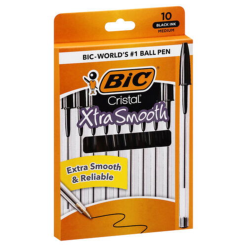 BiC Cristal Ball Pen, Black Ink, Medium, Xtra Smooth