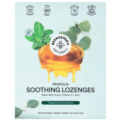 Beekeeper's Naturals Soothing Lozenges, Peppermint Eucalyptus