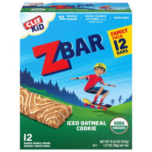 Zbar Energy Snack Bars, Whole Grain, Baked, Iced Oatmeal Cookie, Family Pack