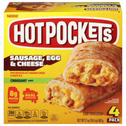 Hot Pockets Croissant Crust Sausage, Egg & Cheese Sandwiches
