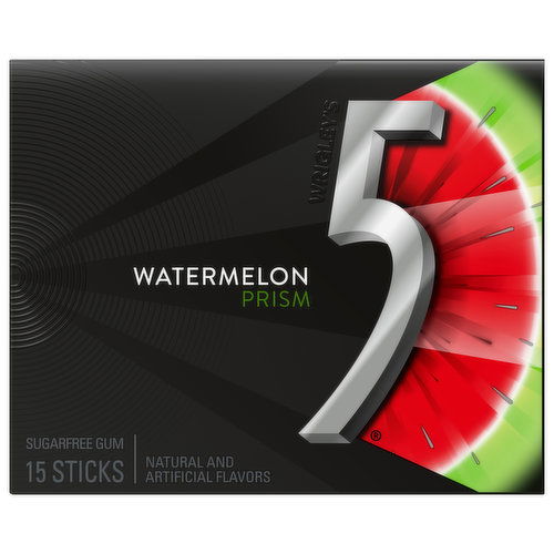 5 Gum, Sugarfree, Watermelon, Prism