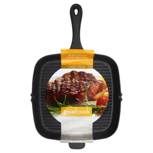 Good Cook Grill Pan, Cast Iron, 10.75 in