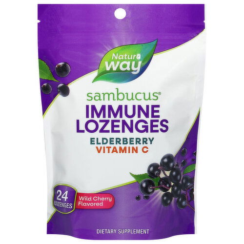 Nature's Way Sambucus Immune Lozenges, Elderberry, Lozenges, Wild Cherry Flavored