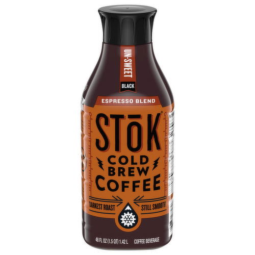 Stok Coffee Beverage, Cold Brew, Darkest Roast, Espresso Blend, Un-Sweet, Black