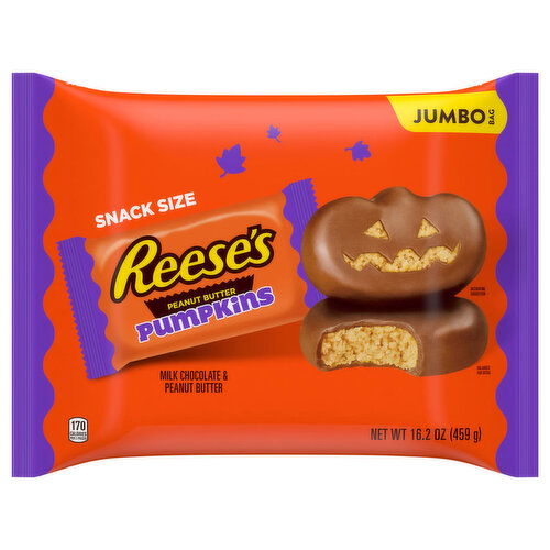 Reese's Pumpkins, Milk Chocolate & Peanut Butter, Snack Size, Jumbo Bag