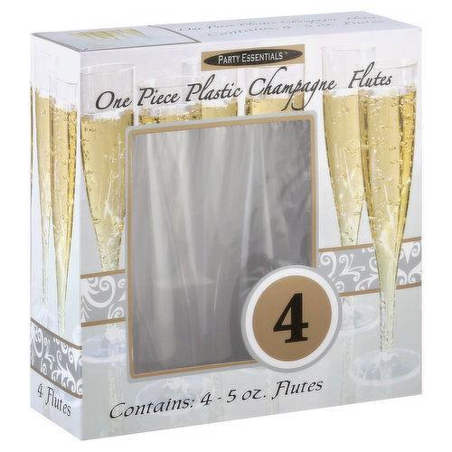 Party Essentials Champagne Flutes, Plastic, 5 Ounces