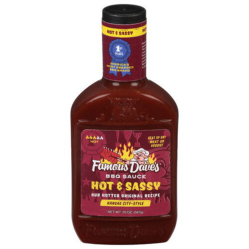 Famous Dave's BBQ Sauce, Hot & Sassy, Kansas City-Style, Hot