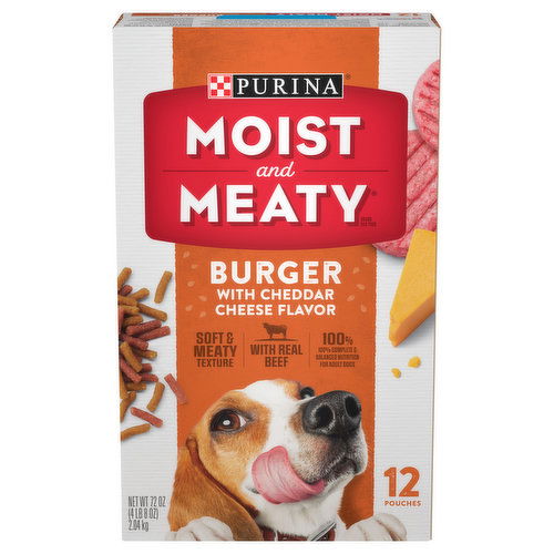 Moist & Meaty Dog Food, Burger with Cheddar Cheese Flavor