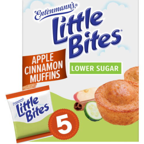 Entenmann's Little Bites Lower Sugar Apple Cinnamon Real Apple, Cinnamon and Zucchini Mini Muffins, 5 packs, (4 ct each), 8.25 lbs Case