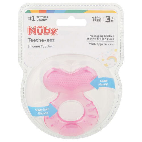 Nuby Teether, Silicone, Teethe-eez, 3m+