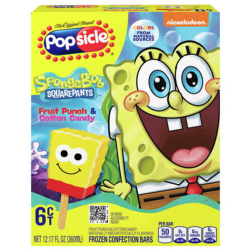 Popsicle Confection Bars, Fruit Punch & Cotton Candy, SpongeBob SquarePants