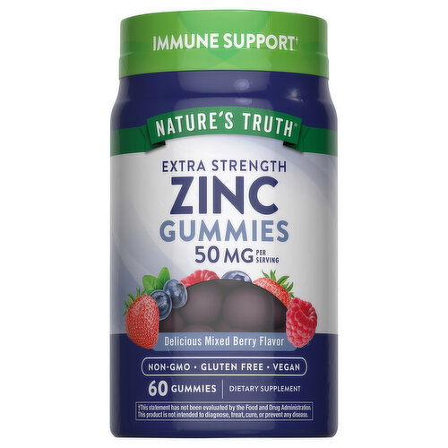 Nature's Truth Zinc, 50 mg, Mixed Berry Flavor, Extra Strength, Gummies