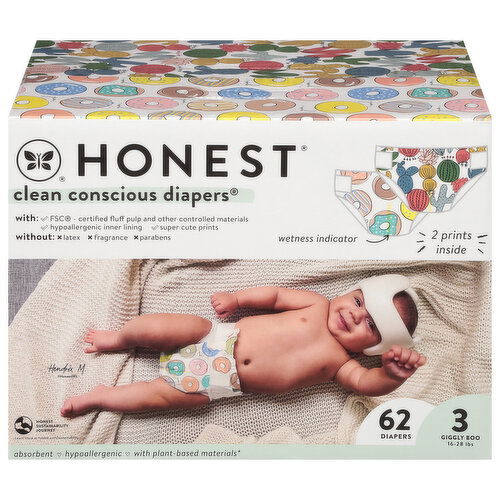 Honest Diapers, Giggly Boo, 3 (16-28 lbs)