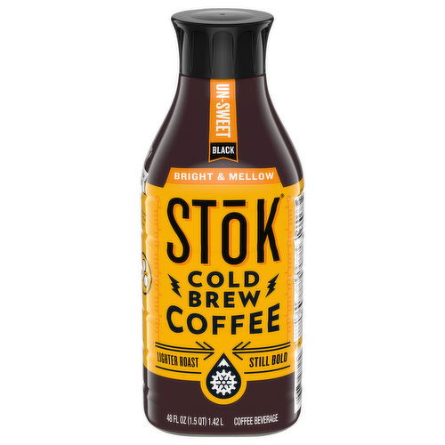 Stok Coffee Beverage, Cold Brew, Lighter Roast, Bright & Mellow, Un-Sweet, Black