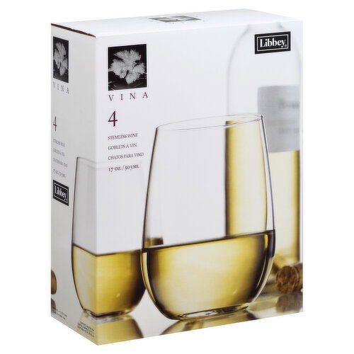 Libbey Vina Glasses, Stemless Wine, 17 oz