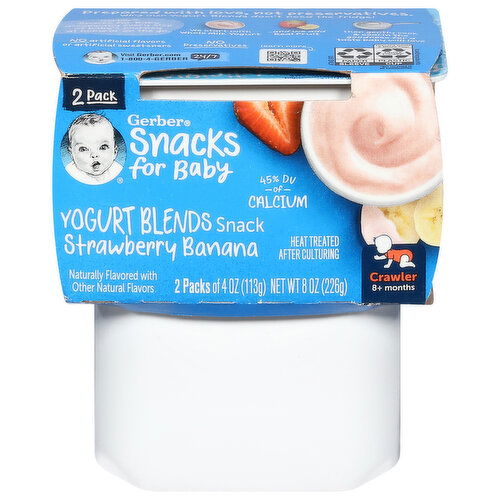 Gerber Snacks for Baby Yogurt Blends Snack, Strawberry Banana, Crawler (8+ Months), 2 Pack