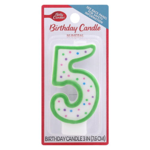 Betty Crocker Birthday Candle, Numeral 5, 3 Inch