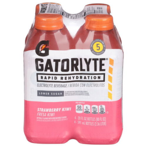 Gatorlyte Electrolyte Beverage, Lower Sugar, Rapid Rehydration, Strawberry Kiwi