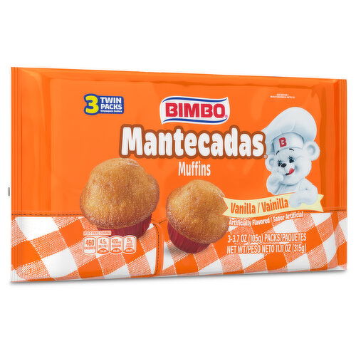 Bimbo Vanilla Muffins, Club Pack, 3 count, 11.10 oz