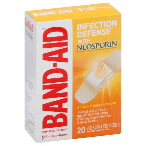 Band Aid Bandages, Infection Defense, Assorted Sizes