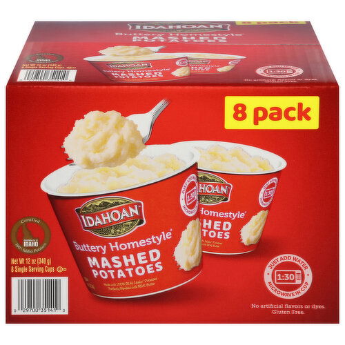 Idahoan Mashed Potatoes, Buttery Homestyle, 8 Pack