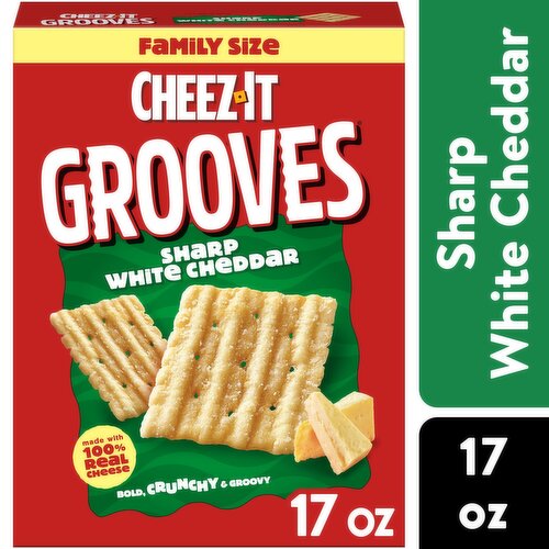 Cheez-It Grooves Crunchy Cheese Crackers, Sharp White Cheddar, Family Size
