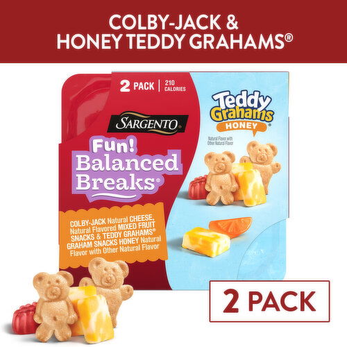 SARGENTO Sargento® Fun! Balanced Breaks® Colby-Jack Natural Cheese, Natural Flavored Mixed Fruit Snacks & TEDDY GRAHAMS® Graham Snacks Honey, 2-Pack