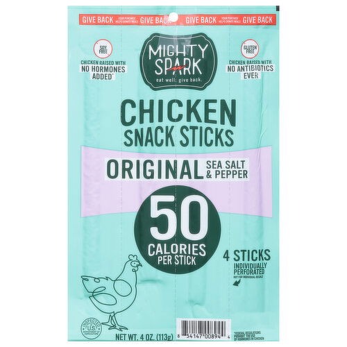 Mighty Spark Chicken Snack Sticks, Orignial Sea Salt & Pepper