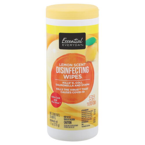 Essential Everyday Wipes, Disinfecting, Lemon Scent