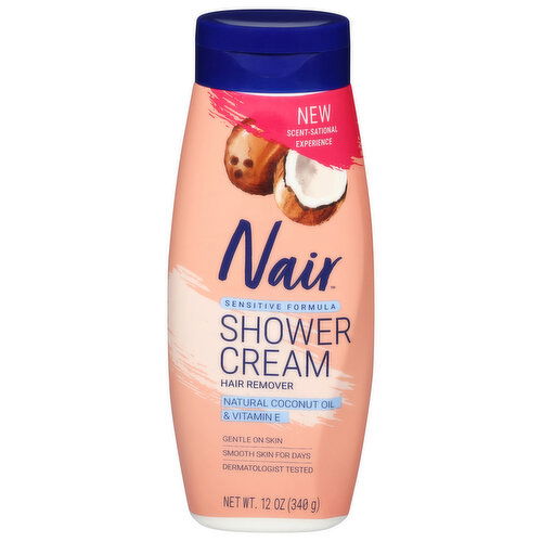 Nair Sensitive Formula Shower Cream Natural Coconut Oil/Vitamin E Hair Remover