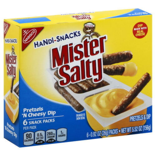 Handi-Snacks Pretzels & Cheesy Dip, Mister Salty, Snack Packs