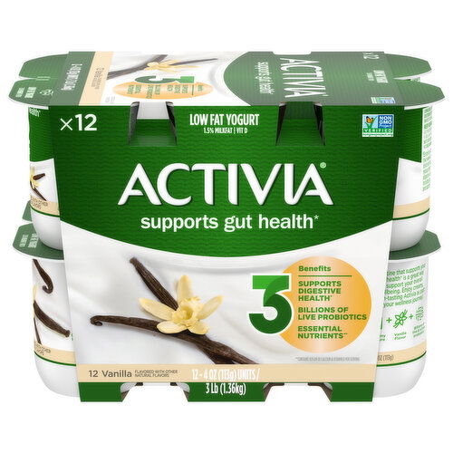 Activia Vanilla, Low Fat, 1.5% Milkfat