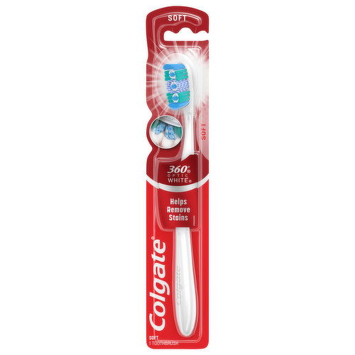 Colgate Optic White Toothbrush, 360 Degrees, Soft