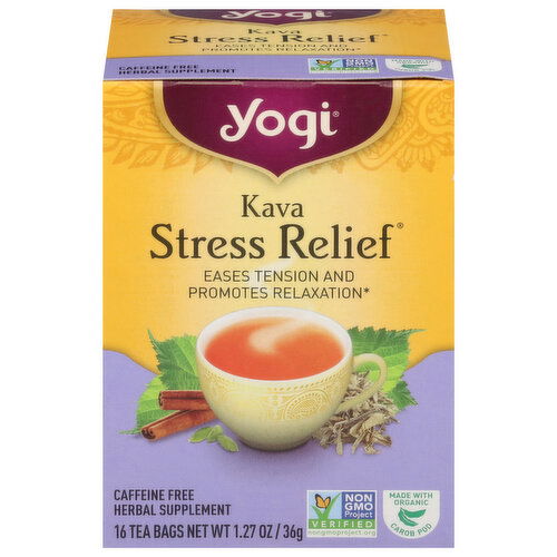 Yogi Herbal Supplement, Caffeine Free, Kava, Tea Bags