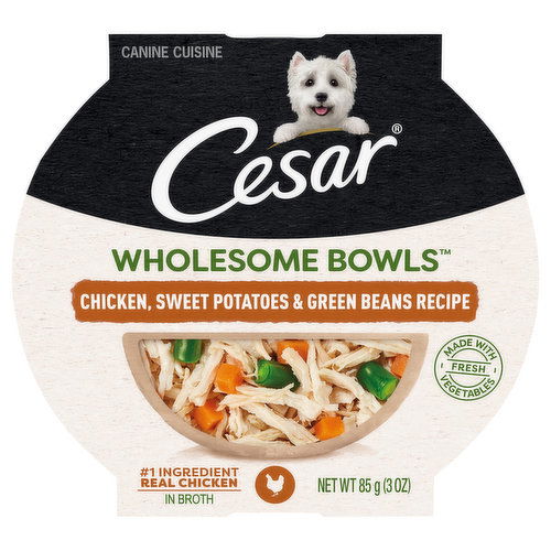 Cesar Wholesome Bowls Canine Cuisine, Chicken, Sweet Potatoes & Green Beans Recipe