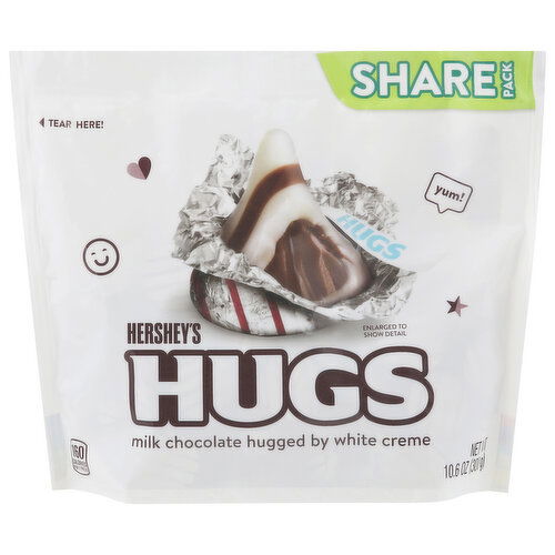 Hugs Milk Chocolate, Hugged by White Creme, Share Pack