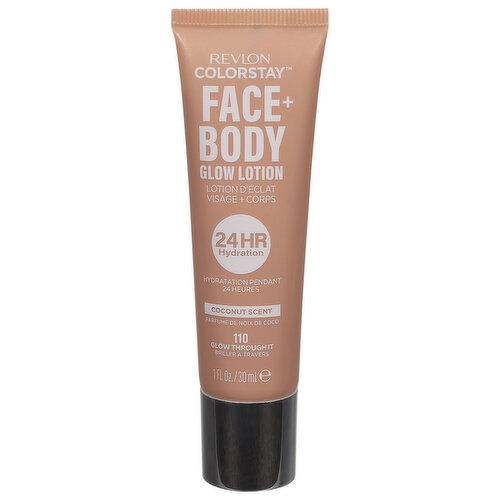 Revlon ColorStay Glow Lotion, Face + Body, 110 Glow Throughout, Coconut Scent