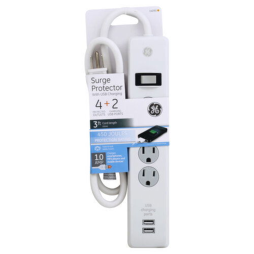 GE Surge Protector, with USB Charging