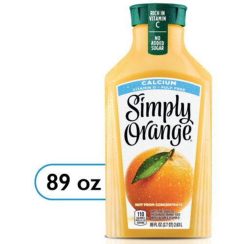 Simply Orange Juice Pulp Free With Calcium And Vitamin D Bottle
