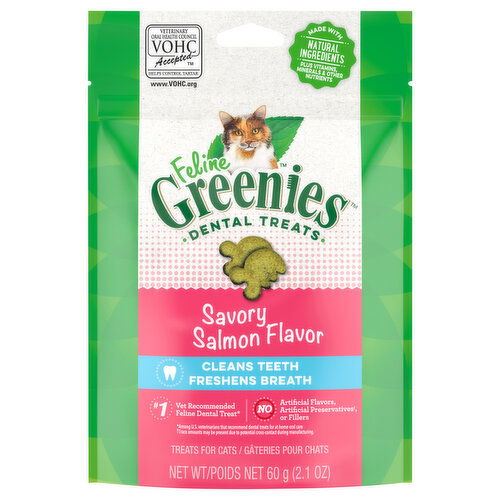 Feline Greenies Dental Treats Treats for Cats, Savory Salmon Flavor