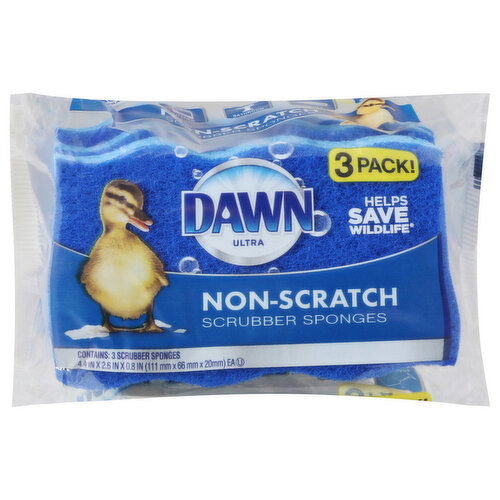 Dawn Ultra Scrubber Sponges, Non-Scratch, 3 Pack